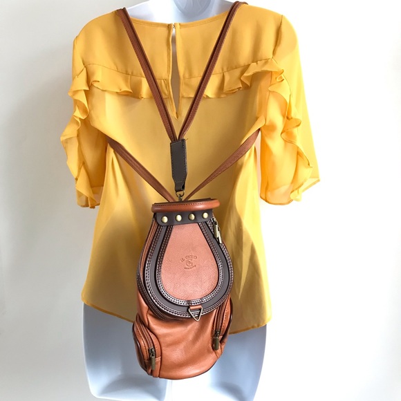 Il Giglio Italian Leather bag boho backpack purse - Picture 4 of 8